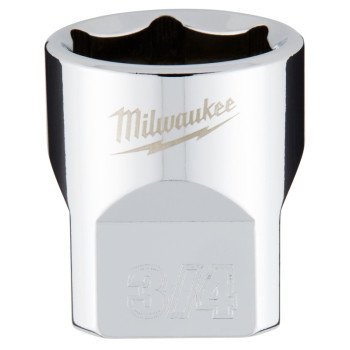 Milwaukee 45-34-9068 Socket, 3/4 in Socket, 3/8 in Drive, 6-Point, Chrome Vanadium Steel, Chrome