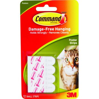 Command 17024 Poster Strip, 5/8 in W, 13/16 in L, Clear