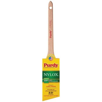 Purdy Nylox Dale 144080220 Angular Trim Brush, 2 in W, 2-7/16 in L Bristle, Nylon Bristle, Rat Tail Handle