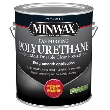 Minwax Fast-Drying 319030000 Polyurethane Wood Finish, Warm Ultra-Flat, Liquid, Clear, 1 gal