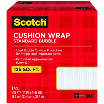 Scotch 7962 Cushion Wrap, 125 ft L, 12 in W, Nylon/Polyethylene, Clear