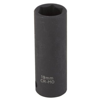 Vulcan MT6580217 Deep Impact Socket, 19 mm Socket, 1/2 in Drive, Deep Drive, 6-Point, Chrome Molybdenum Steel