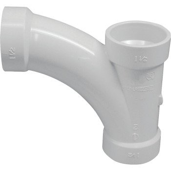 Canplas 194301 Combination Tee Pipe Wye, 1-1/2 in, Hub, PVC, White, SCH 40 Schedule