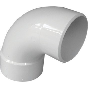 Canplas 414174BC Sanitary Street Pipe Elbow, 4 in, Spigot x Hub, 90 deg Angle, PVC, White