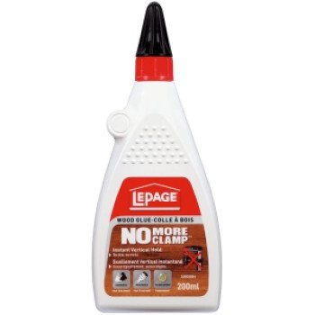 LePage No More Clamp 1982783 Wood Glue, White, 200 mL Bottle