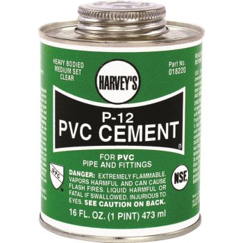 Harvey 18220-12 Solvent Cement, 16 oz Can, Liquid, Clear