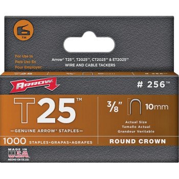 Arrow 256 Staple, 5/16 in W Crown, 3/8 in L Leg, Steel