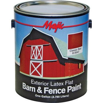 Majic Paints 8-0047-1 Barn and Fence Paint, Flat, Classic Red, 1 gal Pail