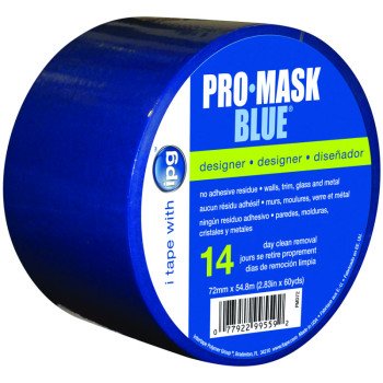 IPG PMD72 Masking Tape, 60 yd L, 2.83 in W, Crepe Paper Backing, Dark Blue