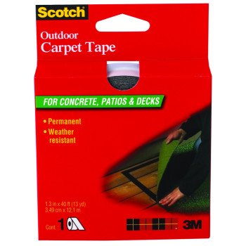 Scotch CT3010 Carpet Tape, 40 ft L, 1-3/8 in W, Black