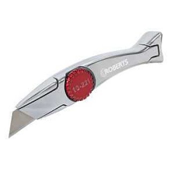 Roberts 10-221 Utility Knife, 2-1/4 in L Blade, Stainless Steel Blade, Contoured Handle