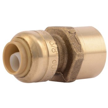 SharkBite U070LFA Pipe Connector, 3/8 x 1/2 in, FNPT, Brass, 200 psi Pressure