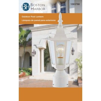 POST LANTERN 1-LIGHT WHITE MED