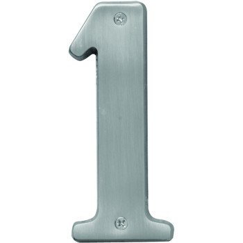 Hy-Ko Prestige Series BR-51SN/1 House Number, Character: 1, 5 in H Character, Nickel Character, Solid Brass