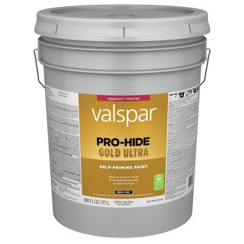 Valspar Pro-Hide Gold Ultra 6200 028.0062004.008 Latex Paint, Acrylic Base, Eggshell, Clear Base, 5 gal