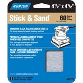 Norton 07660749129 Sanding Sheet, 4-1/2 in L, 4-1/2 in W, Coarse, 60 Grit