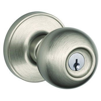 Schlage Corona Series J54 CNA 619 Entry Knob, Knob Handle, Satin Nickel, Metal, C Keyway, Residential, 3 Grade