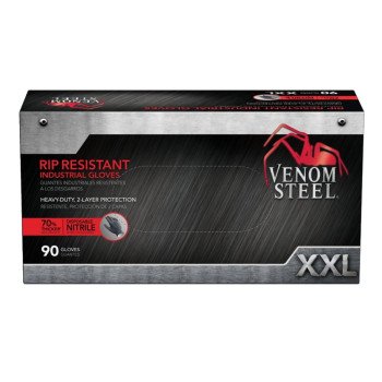 Venom Steel VEN6146N Disposable Gloves, 2XL, Nitrile, Powder-Free, Black, 9-1/2 in L