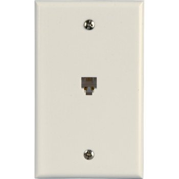 Zenith TW1001SW Telephone Wallplate, 4-1/2 in L, 2-3/4 in W, 1 -Gang, White