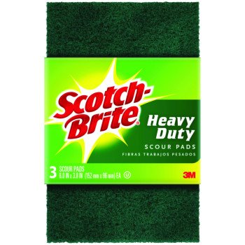 Scotch-Brite 223-7 Scour Pad, 6 in L, 3.8 in W, Green