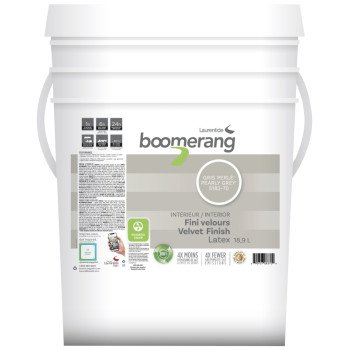 Boomerang 5183 Series 5183-70L34 Interior Paint, Velvet, Pearly Gray, 18.9 L Pail, 40 sq-m Coverage Area