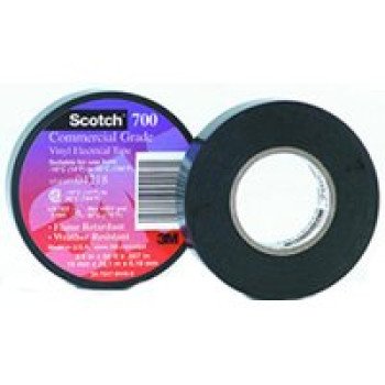 Scotch 700-3/4X66 Electrical Tape, 66 ft L, 3/4 in W, Vinyl Backing, Black