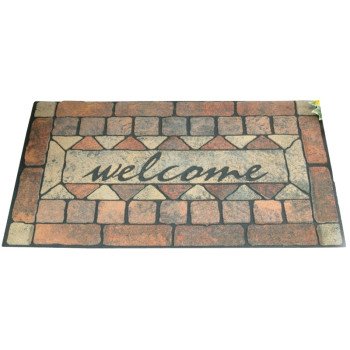 Simple Spaces 06ABSHE-16 Door Mat, 30 in L, 18 in W, Flocking Pattern, Polyester Surface