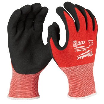 Milwaukee 48-22-8902 Work Gloves, Unisex, L, 7.53 to 7.73 in L, Nitrile, Red