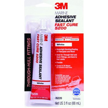 3M 05220 Marine Adhesive Sealant, Medium Paste, Slight, White, 3 oz Tube