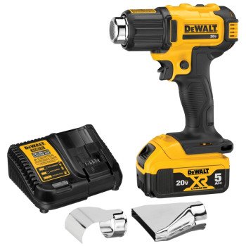 DEWALT DCE530P1 Heat Gun Kit, Battery Included, 20 V, 5 Ah, 6.7 cfm Air, Temperature Settings: 2, 990 deg F