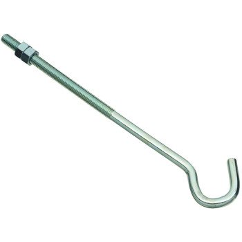 National Hardware 2162BC Series N221-705 Hook Bolt, 3/8 in Thread, 10 in L, Steel, Zinc, 135 lb Working Load