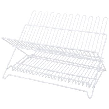 Simple Spaces JI-22W-3L Dish Rack, 20 lb, 18-1/4 in L, 12-3/4 in W, 11 in H, Steel, White, White PE Coated