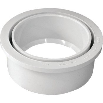 IPEX 192756 Flush Reducing Pipe Bushing, 4 x 3 in, Spigot x Hub, PVC, White, SCH 40 Schedule