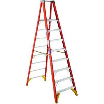 Werner P6208 Platform Ladder, 7 ft 8 in Max Standing H, 300 lb, Type IA Duty Rating, 8-Rung, 3 in D Step, Fiberglass