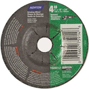 NORTON 66252842013 Grinding Wheel, 4 in Dia, 1/8 in Thick, 5/8 in Arbor, 24 Grit, Extra Coarse