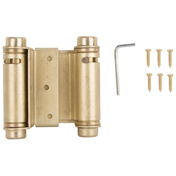 ProSource LR-024-LPS Spring Hinge, Steel, Satin Brass, Tension Pin, 180 deg Range of Motion, Screw Mounting, 12 lb