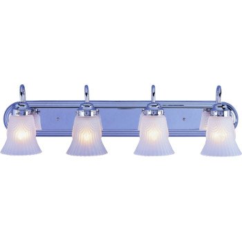 Boston Harbor RF-V-027-CH-3L Vanity Light Fixture, 60 W, 4-Lamp, A19 or CFL Lamp, Steel Fixture, Chrome Fixture