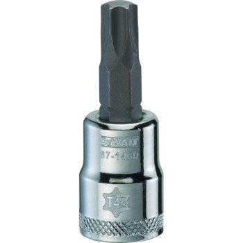 DEWALT DWMT87146OSP Torx Bit Socket, T45 Tip, 3/8 in Drive, Polished Chrome Vanadium