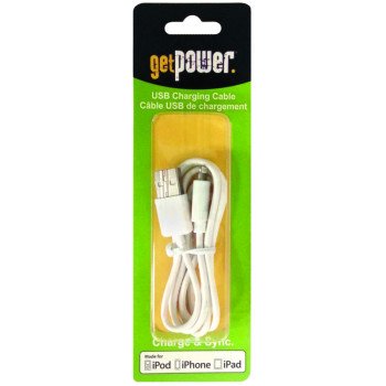 GetPower GP-USB-IPH5 USB Charging and Sync Cable, White, 3 ft L