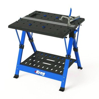 Kreg KWS1000 Workbench, 31-1/2 in OAW, 31-1/2 in OAH, 27-3/4 in OAD, 350 lb Capacity, Black/Blue, Polymer Tabletop