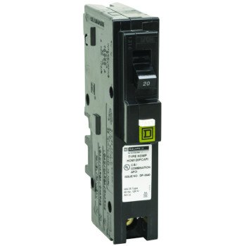 Square D HOM120PCAFIC Circuit Breaker, CAFCI, Mini, 20 A, 1 -Pole, 120 V, Plug Mounting