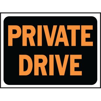 Hy-Ko Hy-Glo Series 3028 Identification Sign, Rectangular, PRIVATE DRIVE, Fluorescent Orange Legend, Black Background