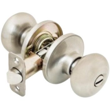 Allegion J40V-STR-619 Privacy Lockset, Round Design, Knob Handle, Satin Nickel, Metal, Interior Locking