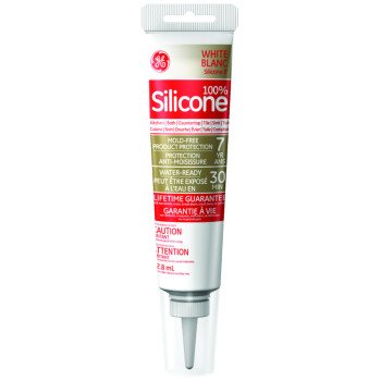 GE Silicone II SE2122 Kitchen and Bath Sealant, White, 65 deg F, 2.8 oz