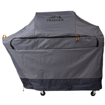 Traeger BAC602 Full-Length Grill Cover, 25 in W, 59 in D, 51 in H, Nylon/Polyester, Gray/Orange/Red