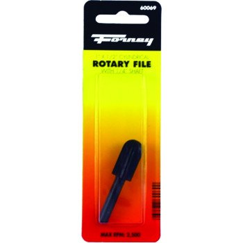 Forney 60070 Bulb Shaped Rotary File, 5/8 in Dia Cutting, 1/4 in Dia Shank, Steel