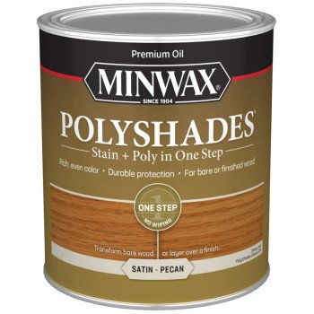 Minwax 61320444 Waterbased Polyurethane Stain, Satin, Liquid, Pecan, 1 qt, Can