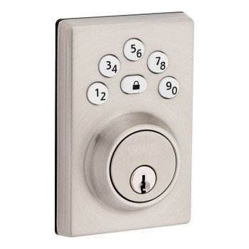 Weiser Elements 9GED92400-005 Deadbolt, 3 Grade, Keypad Key, Zinc, Satin Nickel, 1-3/8 to 1-3/4 in Thick Door