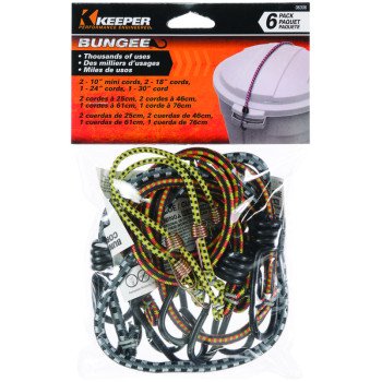 Keeper 06306 Bungee Cord, Rubber, Hook End