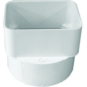 Canplas 414434BC Downspout Adapter, 3 x 4 in Connection, Hub, PVC, White